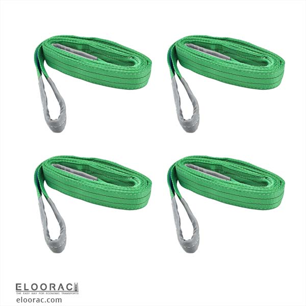 Auf diesem Bild wird ein 4er Set Hebeband in der Farbe grün dargestellt. Mit den Gurten kann man Warte an heben.